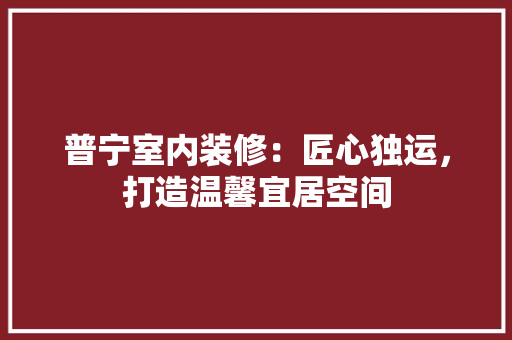 普宁室内装修：匠心独运，打造温馨宜居空间 室内设计