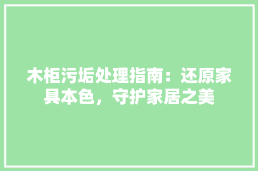 木柜污垢处理指南：还原家具本色，守护家居之美 室内设计