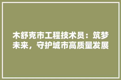 木舒克市工程技术员：筑梦未来，守护城市高质量发展 室内设计