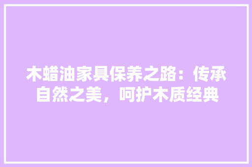 木蜡油家具保养之路：传承自然之美，呵护木质经典