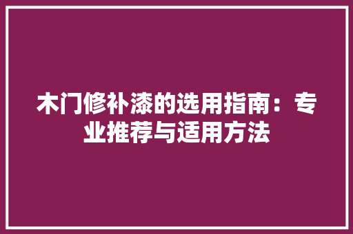 木门修补漆的选用指南：专业推荐与适用方法 室内设计