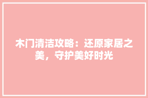 木门清洁攻略：还原家居之美，守护美好时光 室内设计