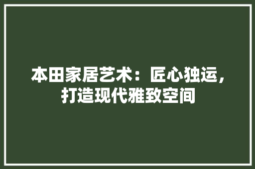本田家居艺术：匠心独运，打造现代雅致空间