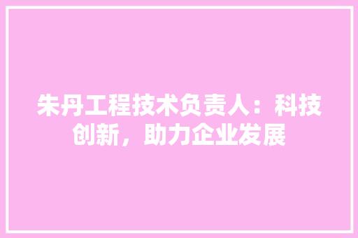 朱丹工程技术负责人：科技创新，助力企业发展