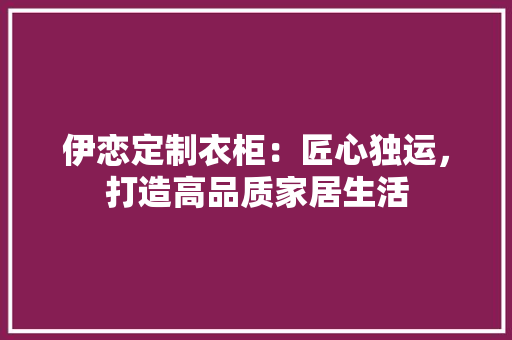 伊恋定制衣柜：匠心独运，打造高品质家居生活 家居装修