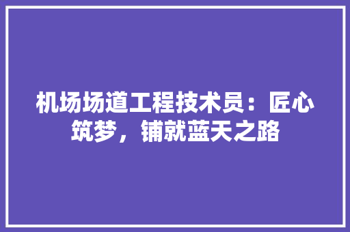 机场场道工程技术员：匠心筑梦，铺就蓝天之路 室内设计