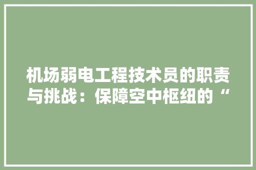 机场弱电工程技术员的职责与挑战：保障空中枢纽的“神经中枢” 室内设计