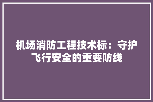机场消防工程技术标：守护飞行安全的重要防线 室内设计