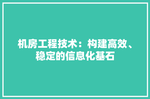 机房工程技术：构建高效、稳定的信息化基石 室内设计