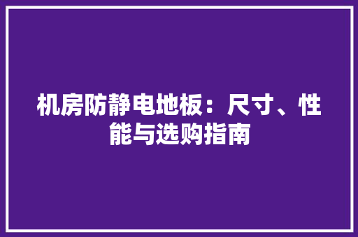 机房防静电地板：尺寸、性能与选购指南 室内设计