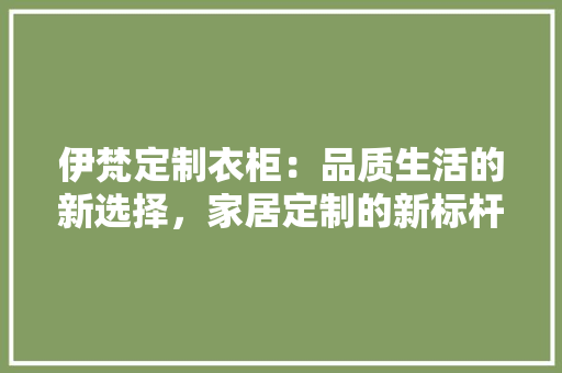 伊梵定制衣柜：品质生活的新选择，家居定制的新标杆 家居装修