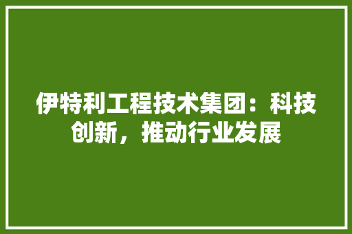 伊特利工程技术集团：科技创新，推动行业发展 家居装修