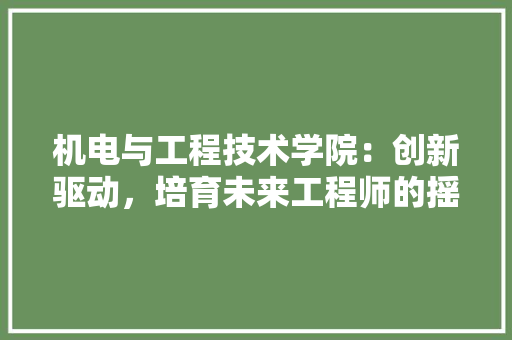机电与工程技术学院：创新驱动，培育未来工程师的摇篮 室内设计