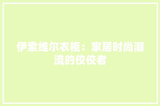 伊索维尔衣柜：家居时尚潮流的佼佼者 家居装修