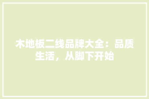 木地板二线品牌大全：品质生活，从脚下开始 室内设计