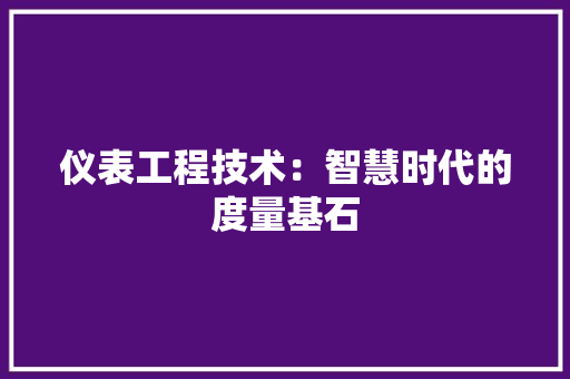 仪表工程技术：智慧时代的度量基石 家居装修