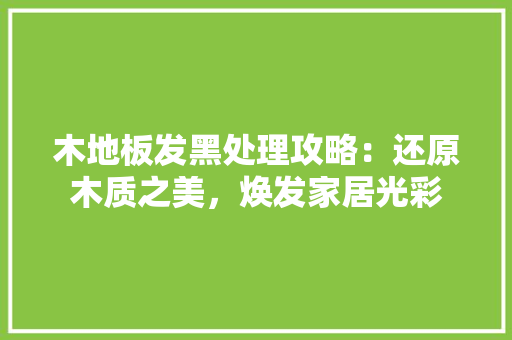 木地板发黑处理攻略：还原木质之美，焕发家居光彩 室内设计