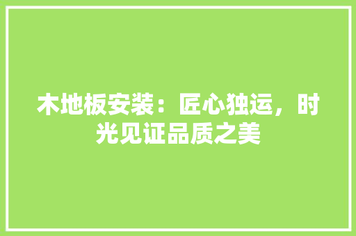 木地板安装：匠心独运，时光见证品质之美 室内设计