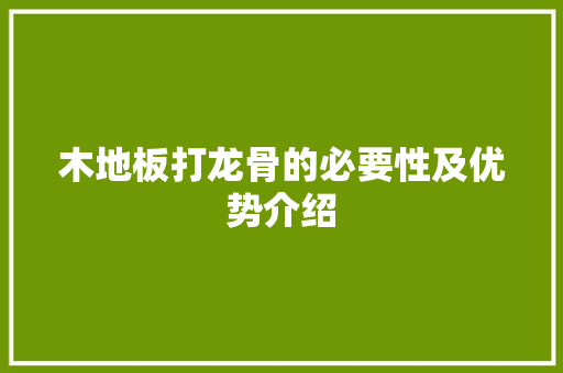 木地板打龙骨的必要性及优势介绍 室内设计