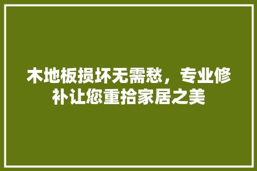 木地板损坏无需愁，专业修补让您重拾家居之美
