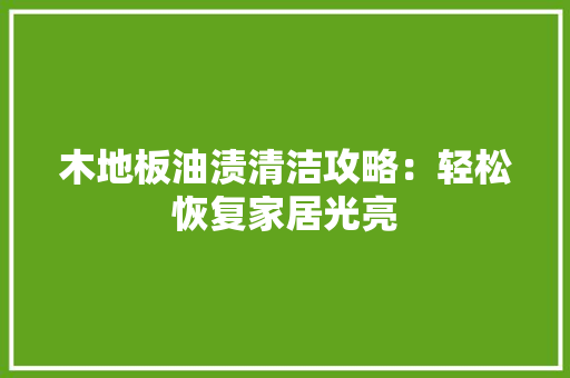 木地板油渍清洁攻略：轻松恢复家居光亮 室内设计