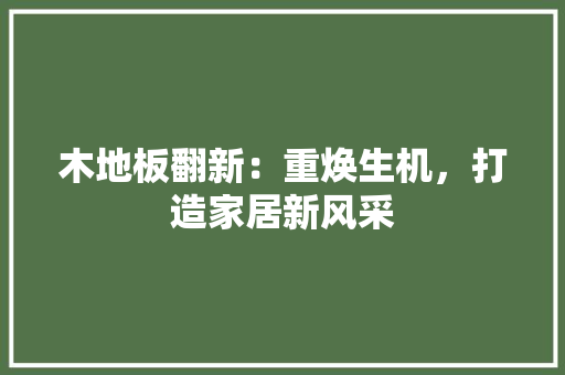 木地板翻新：重焕生机，打造家居新风采 室内设计