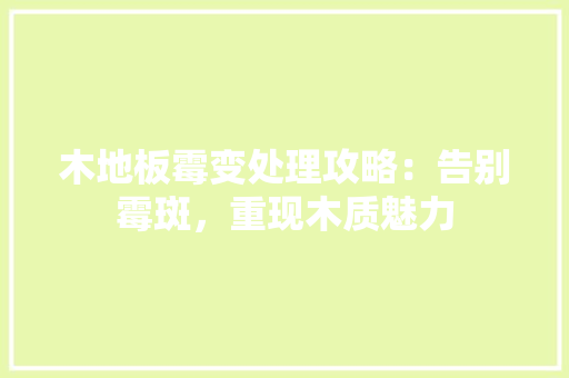 木地板霉变处理攻略：告别霉斑，重现木质魅力 室内设计