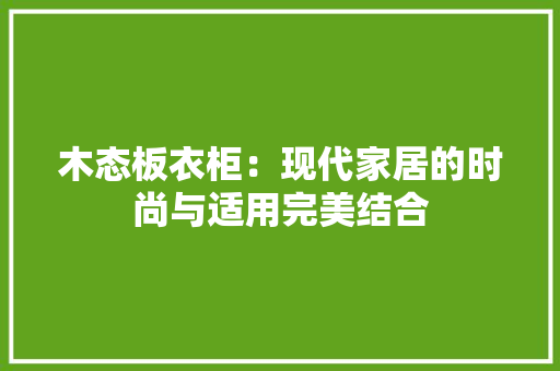 木态板衣柜：现代家居的时尚与适用完美结合 室内设计