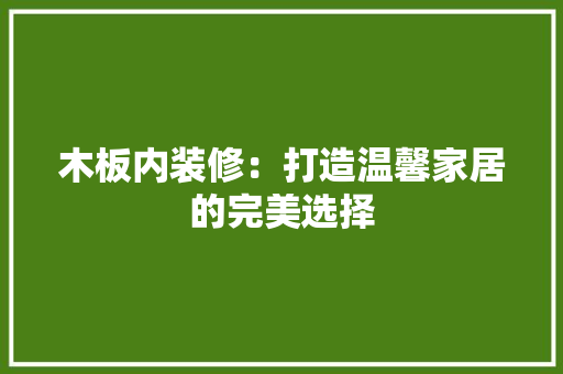 木板内装修：打造温馨家居的完美选择 室内设计