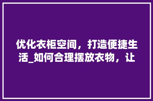 优化衣柜空间，打造便捷生活_如何合理摆放衣物，让取用更便捷 家居装修