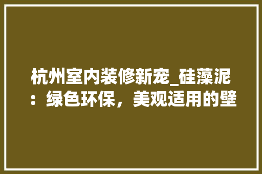 杭州室内装修新宠_硅藻泥：绿色环保，美观适用的壁材选择 室内设计