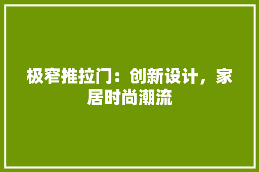 极窄推拉门：创新设计，家居时尚潮流 室内设计