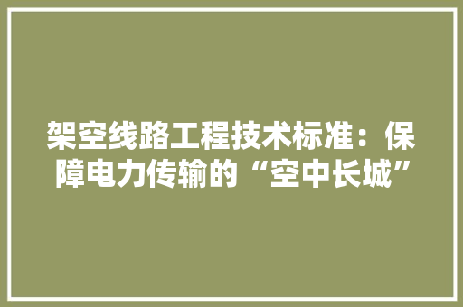 架空线路工程技术标准：保障电力传输的“空中长城” 室内设计