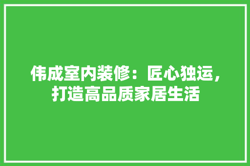 伟成室内装修：匠心独运，打造高品质家居生活 家居装修