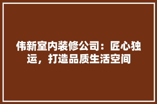 伟新室内装修公司：匠心独运，打造品质生活空间 家居装修
