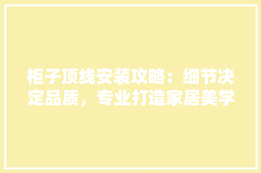 柜子顶线安装攻略：细节决定品质，专业打造家居美学 室内设计