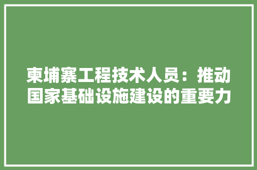 柬埔寨工程技术人员：推动国家基础设施建设的重要力量 室内设计