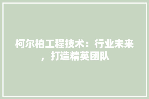 柯尔柏工程技术：行业未来，打造精英团队 室内设计