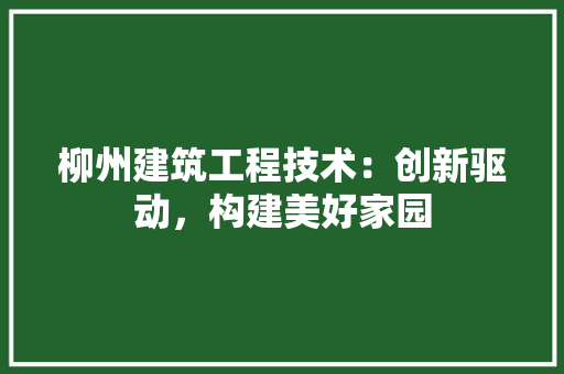柳州建筑工程技术：创新驱动，构建美好家园 室内设计