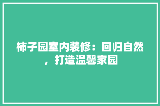 柿子园室内装修：回归自然，打造温馨家园 室内设计