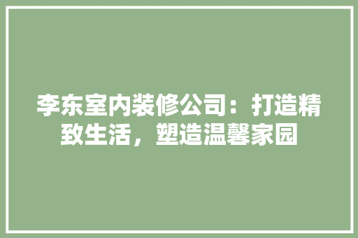 李东室内装修公司：打造精致生活，塑造温馨家园