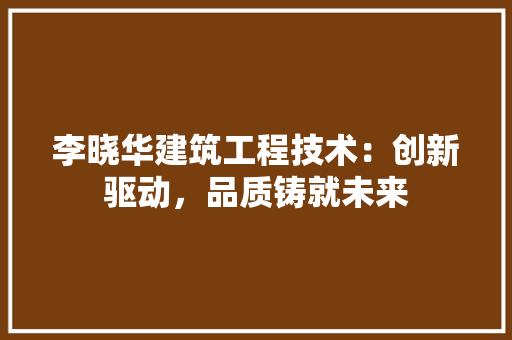 李晓华建筑工程技术：创新驱动，品质铸就未来 室内设计