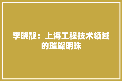 李晓靓：上海工程技术领域的璀璨明珠 室内设计