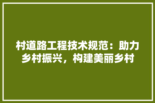 村道路工程技术规范：助力乡村振兴，构建美丽乡村 室内设计