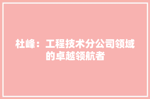 杜峰：工程技术分公司领域的卓越领航者 室内设计