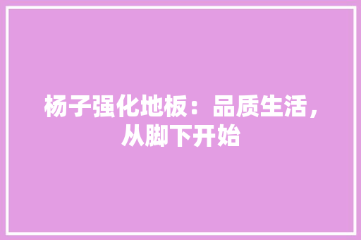 杨子强化地板：品质生活，从脚下开始 室内设计