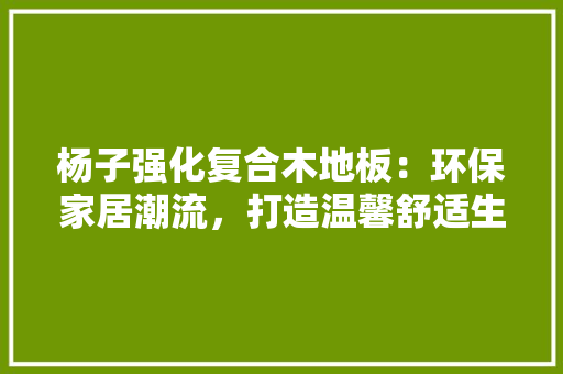 杨子强化复合木地板：环保家居潮流，打造温馨舒适生活空间 室内设计