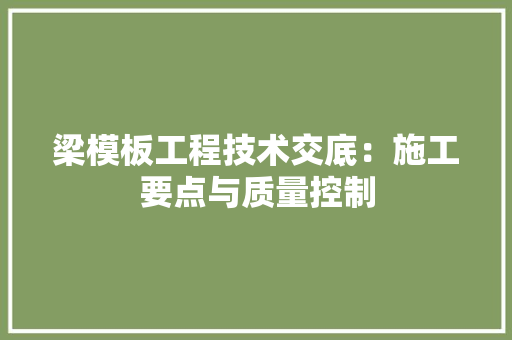 梁模板工程技术交底：施工要点与质量控制