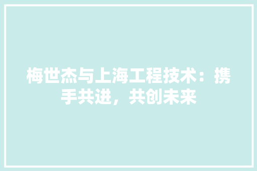 梅世杰与上海工程技术：携手共进，共创未来 室内设计