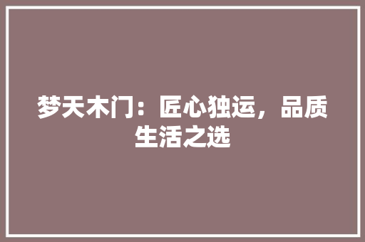 梦天木门：匠心独运，品质生活之选 室内设计